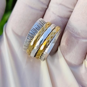 Spinner Ring, 925 Sterling silver, Worry Ring, Fidget Ring, Handmade Jewelry, Mother Gift, Anxiety Ring, 14k Gold Plated, Gift for her