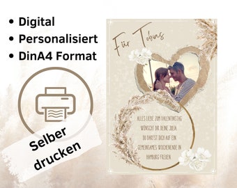 Personalisierter Gutschein mit Foto I Valentinstagsgeschenk digital I Geschenk Valentinstag digital I Zeit statt Zeug