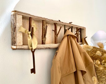 Wooden wardrobe with real branches / branch wardrobe / branch wardrobe / housewarming gift / dog wardrobe / key rack / individual gift