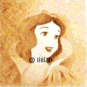 PDF Sepia PRINCESS Snow WHITE Sampler Counted Cross Stitch Pattern Chart
