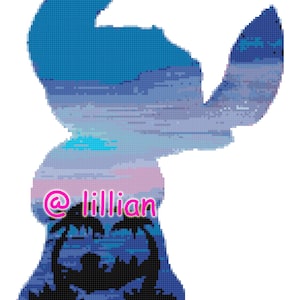 PDF Lilo & STITCH Potrait SILHOUETTE Counted Cross Stitch Pattern Chart
