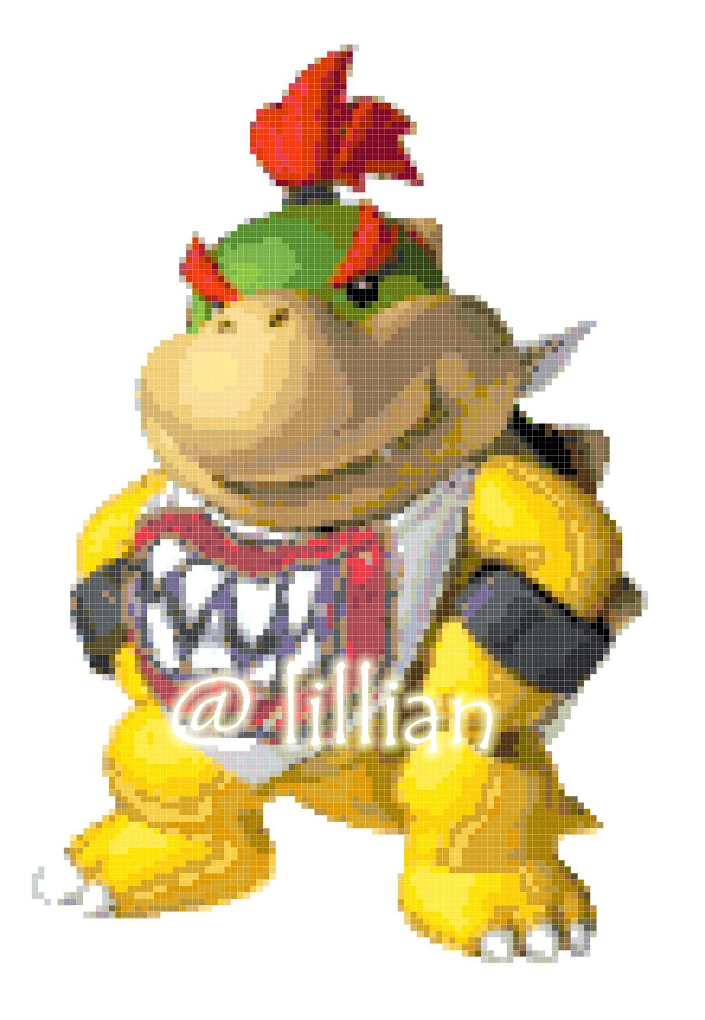 PDF Super MARIO BOWSER Jr Counted Cross Stitch Pattern Chart Etsy