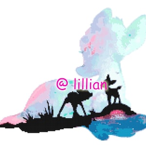 PDF BAMBI Potrait SILHOUETTE Counted Cross Stitch Pattern Chart