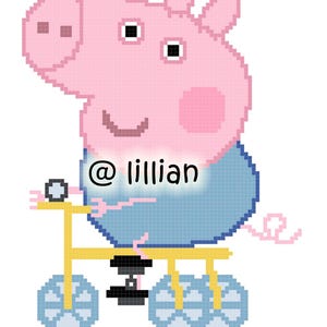 pdf PEPPA PIG ~ George Pig Cycling Counted Cross Stitch Pattern Chart