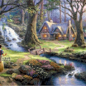 PDF Princess SNOW WHITE in a Cottage Counted Cross Stitch Pattern Chart