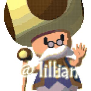 PDF Super MARIO ~ TOADSWORTH Counted Cross Stitch Pattern Chart