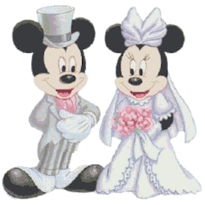PDF ミッキー＆ミニーマウスのウェディング 結婚カウントクロスステッチパターンチャート
