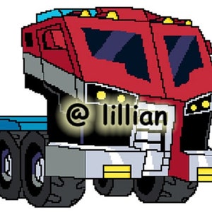 PDF TRANSFORMERS Optimus PRIME AutoBot Counted Cross Stitch Pattern Chart