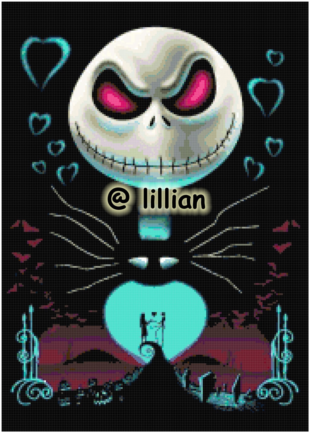 PDF the NIGHTMARE Before Christmas Jack Light Love Counted Cross Stitch ...