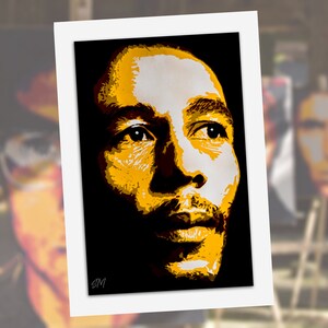 Carte de vœux Bob Marley, carte de vœux moderne fine art. Parfait pour la carte d’anniversaire ou toute occasion