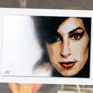 Tarjeta de felicitación amy Winehouse, tarjeta de felicitación de bellas artes modernas. Perfecto para tarjeta de cumpleaños o cualquier ocasión