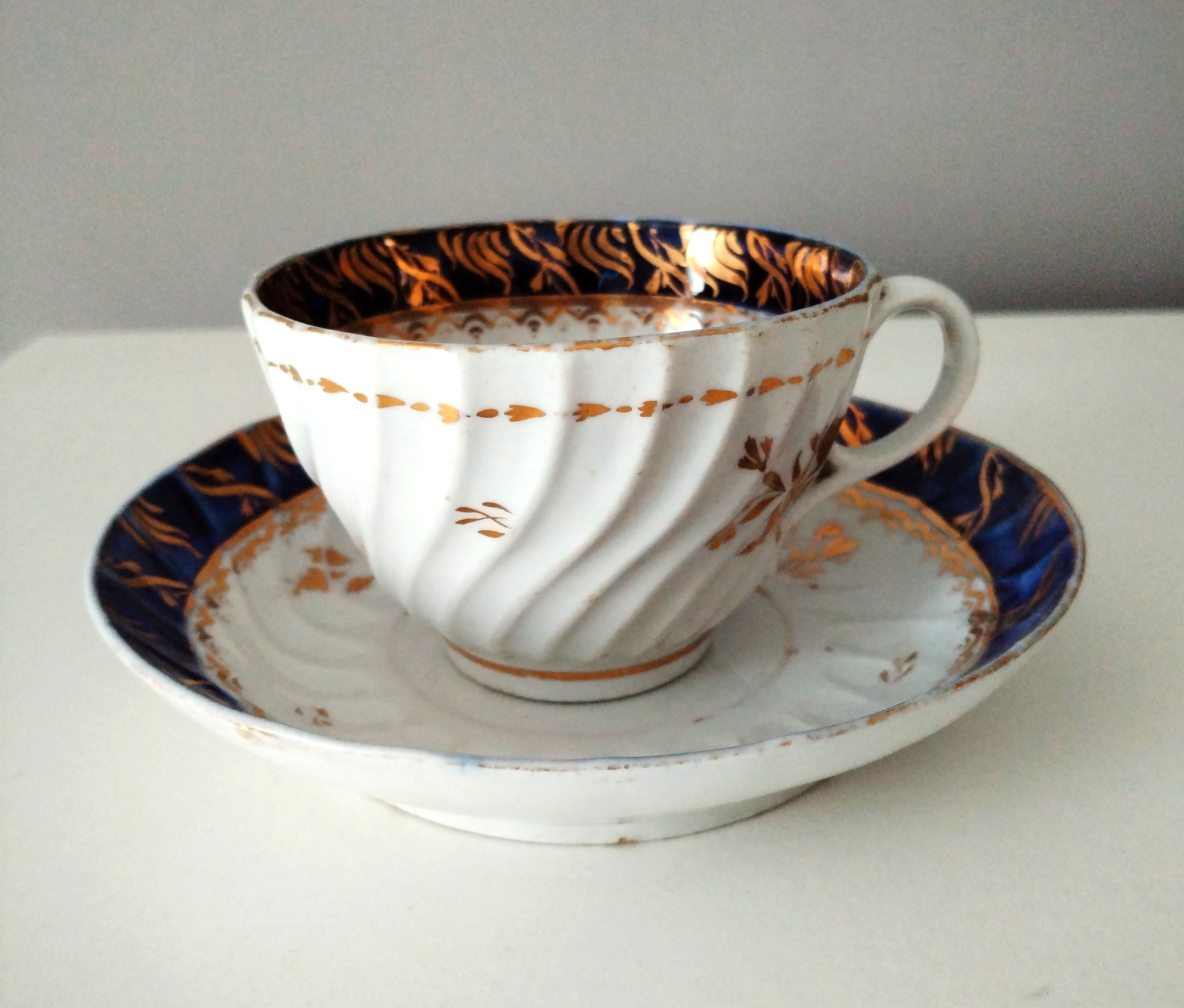 Chamberlain Worcester Puce Brown & Gold Floral New Fluted Coffee Cup & -  Ruby Lane