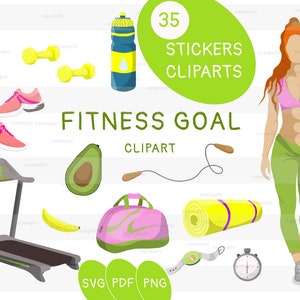 Workout Clipart - Fitness Clipart - Instant Download - Weights - Exercise - Weight Loss - Healthy Living Clipart - Without Background