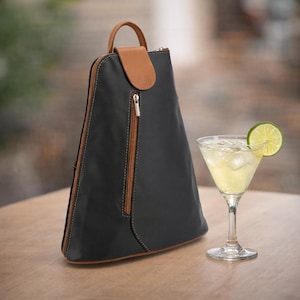 Soft Italian Leather Large Triangular Backpack Sauvage