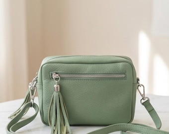 Italian Leather Crossbody Shoulder Bag – Handmade in Tuscany with Tassel Detail many colours