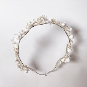 Clay Flower Headband, Bridal Clay Flower Headband, Bridal Headband, Floral Headband, Bridal Crown, Bridal Gift, Bridal Tiara, Wedding Tiara