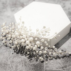 Peineta de perla para boda, peineta de cristal para novia, peineta de cristal para novia, peineta de perla, peineta para boda, pieza de pelo de novia