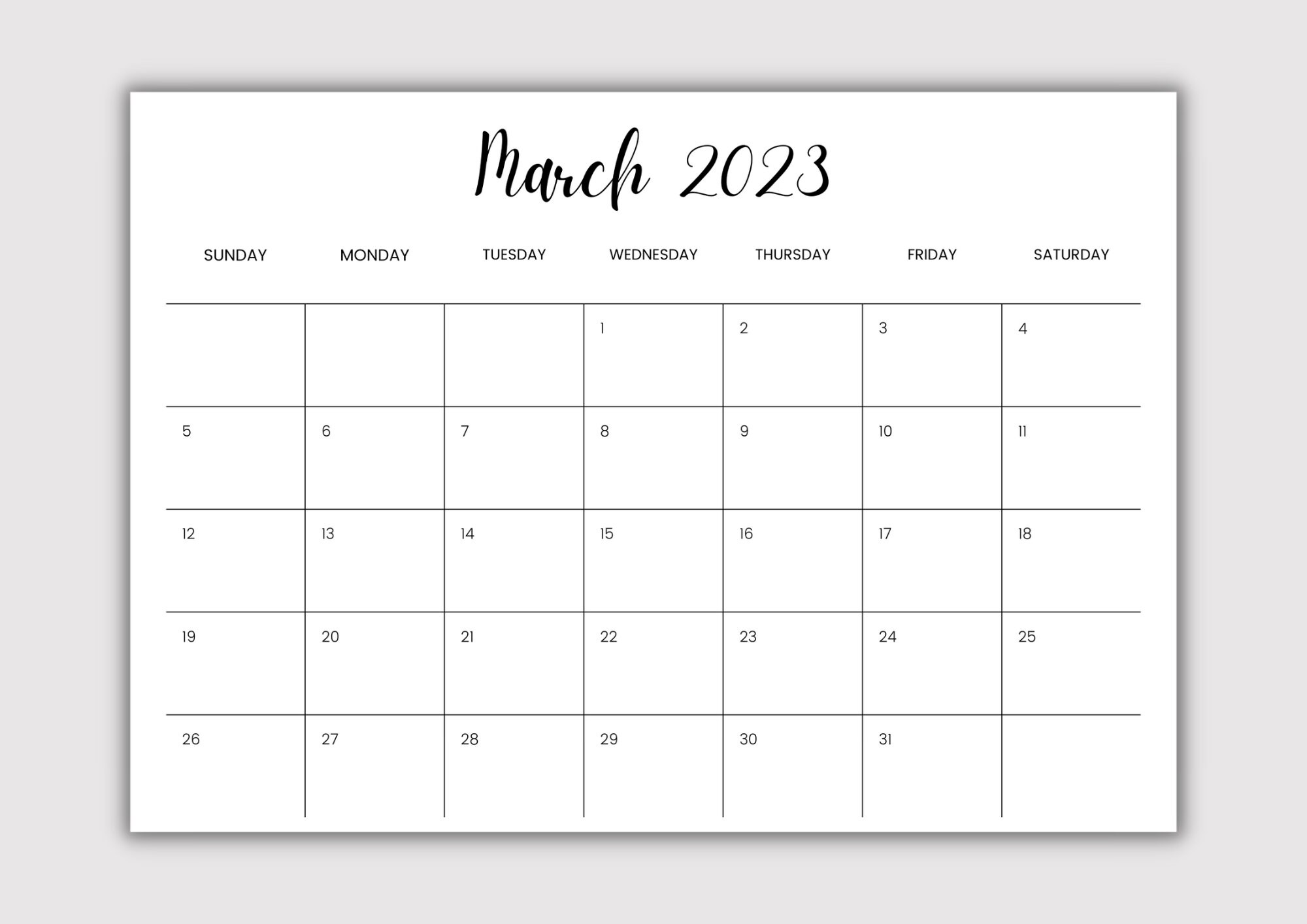 2023-monthly-printable-blank-calendar-landscape-pdf-letter-etsy-canada