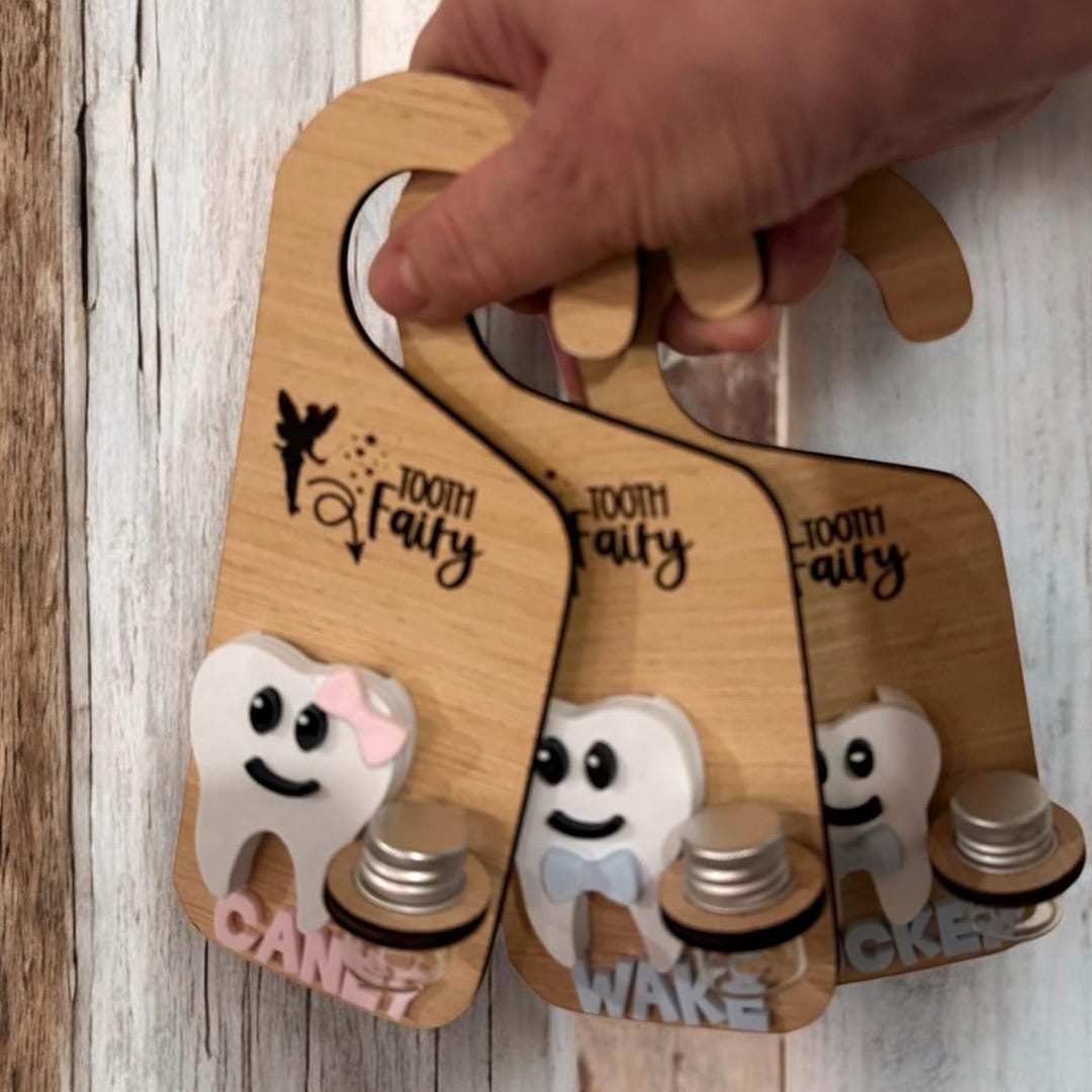 Personalized Tooth Fairy Door Hanger Baby Shower Gift Tooth Jar Money ...