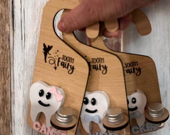 Personalized Tooth Fairy Door Hanger Baby Shower Gift Tooth Jar Money HolderTooth Fairy Door Hanger for Kids