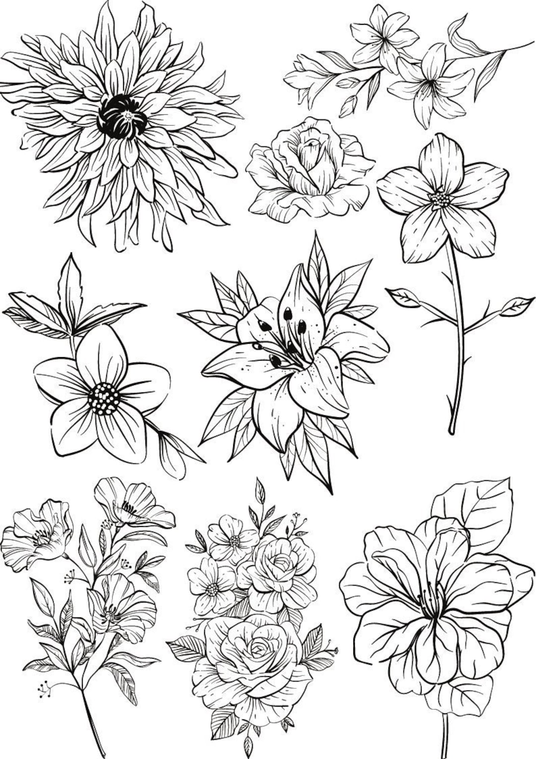 Flowers Coloring Page Etsy - Il 1080xN.3911584411 50di 