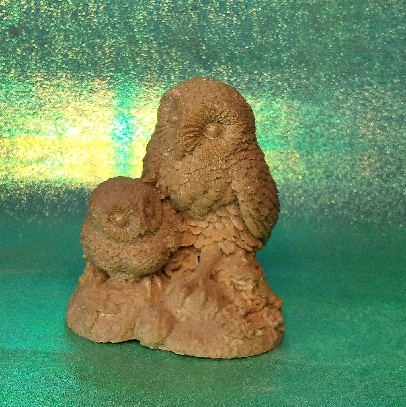 Maman et Enfant Chouette, Moulage en Sable de Dune Compactée