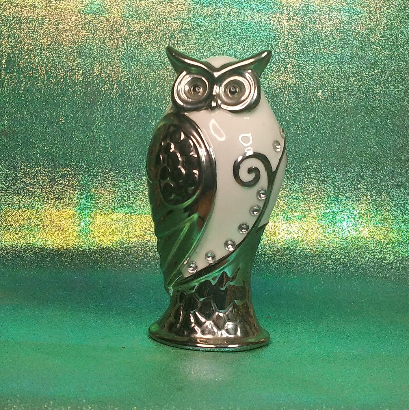 Chouette/Hibou/Owl Hibou en Porcelaine et Aluminium