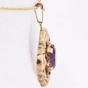 36 mm - Antique Art Deco pendant yellow gold 333/8K with oval amethyst - around 1925 image 3