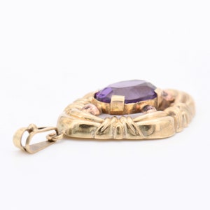 36 mm - Antique Art Deco pendant yellow gold 333/8K with oval amethyst - around 1925 image 5