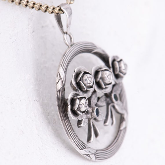 27 mm ø - Antique Art Nouveau pendant for necklac… - image 4