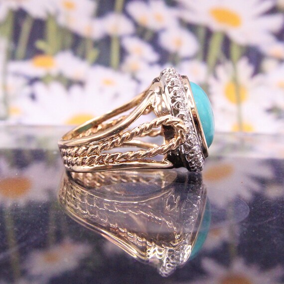 Vintage 14K Yellow and White Gold Persian Turquoi… - image 5