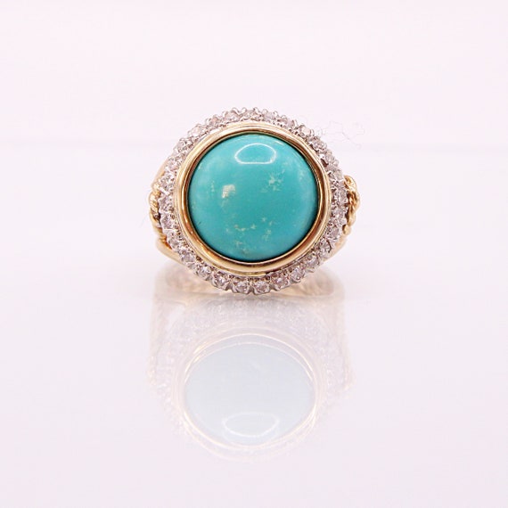 Vintage 14K Yellow and White Gold Persian Turquoi… - image 1