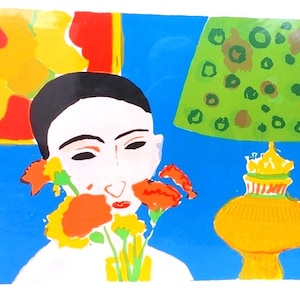 John Grillo “Woman with Flowers” Limited Edition Serigraph, Artist signed and numbered 197/200
