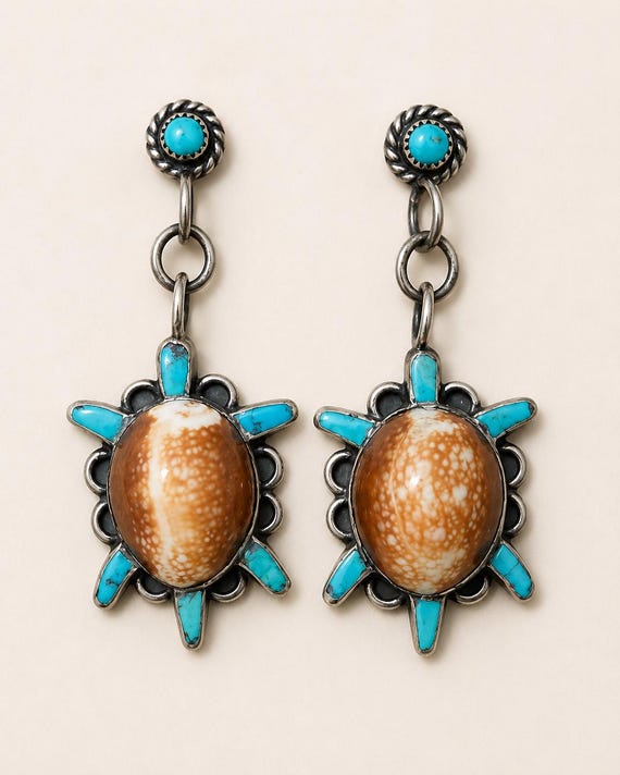 Zuni Sterling Silver Turtle Squash Blossom Jewelry Suite Ernest A Zunie Necklace Cuff Ring Earrings View 6