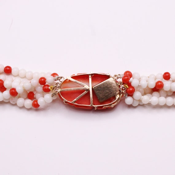 Vintage Multi-Strand Angel Skin Coral Necklace W/… - image 8