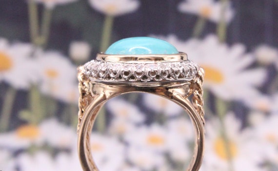Vintage 14K Yellow and White Gold Persian Turquoi… - image 6