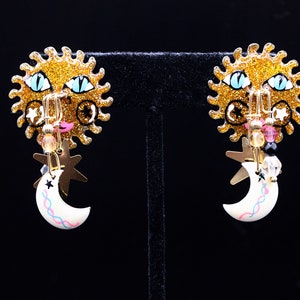 Unique Vintage Lunch at the Ritz LATR &#39;Solar Soup&#39; Earrings, Handmade Designer Earrings
