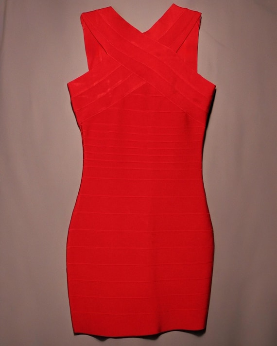 fitted lace wedding dress Herve Leger Sara Gown Red main image 1