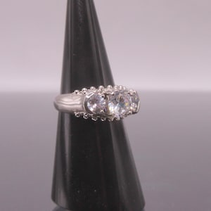Vintage 925 Sterling Silver 3.5tcw CZ Wedding Ring Size 6.5
