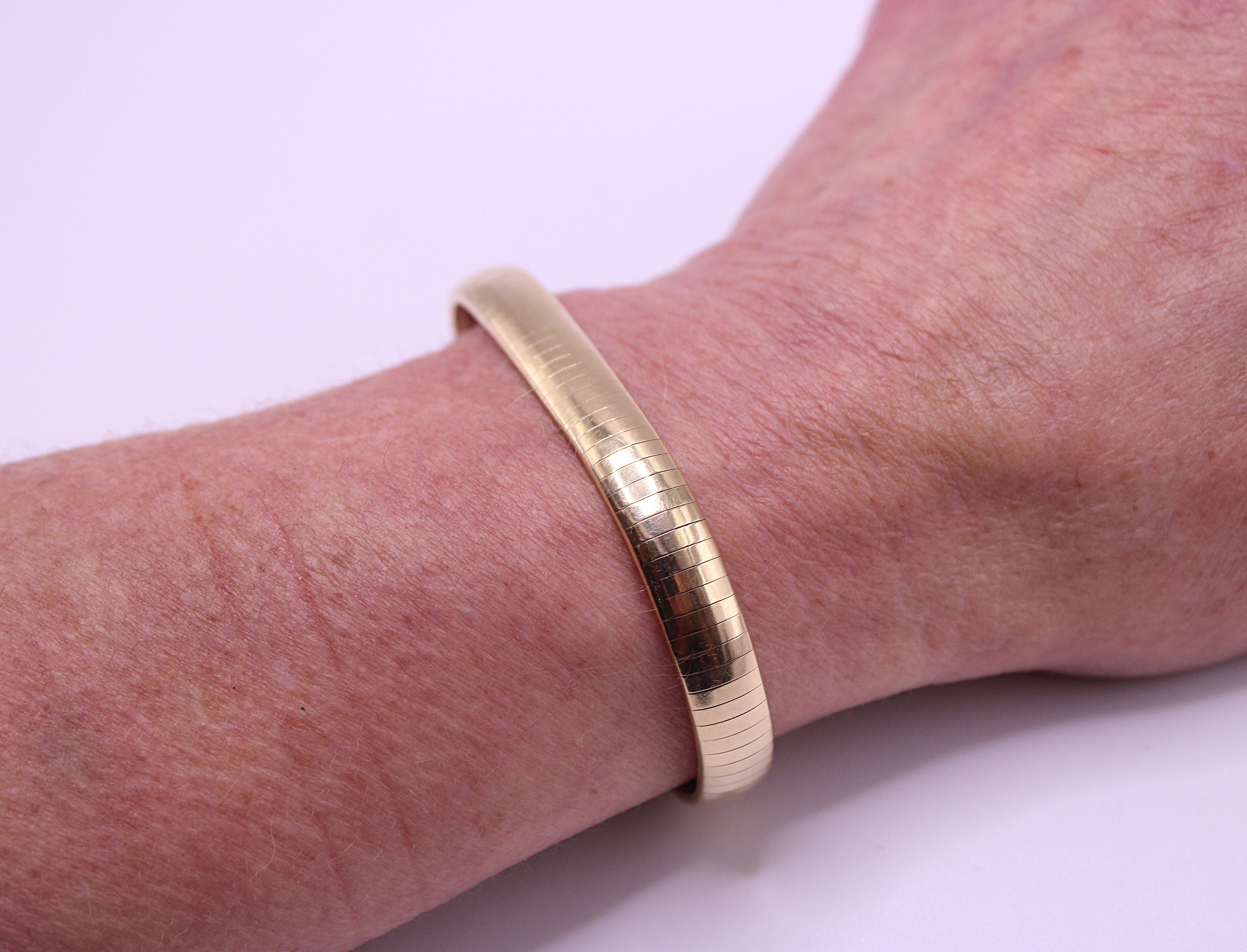 Vintage Italian 7 14K Yellow Gold Herringbone Bracelet 23 Etsy