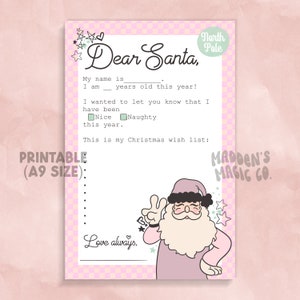 Carta imprimible a Papá Noel para Navidad - Descarga digital instantánea - Navidad boho - Navidad retro