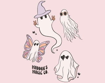 Süßer Geist Clipart Png, Boho-Geist, Pastell Goth Clipart, Retro Balloween Png-Design, für Sublimation, sofortiger digitaler Download