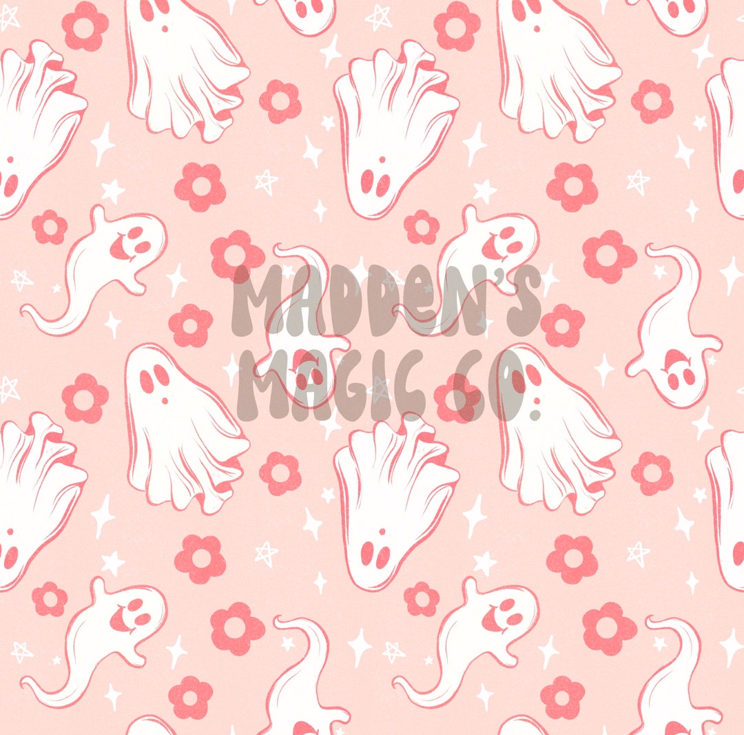 Boho Ghosts Halloween Seamless Pattern Design, Instant Digital Download