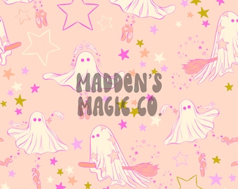 Spooky Seamless, Boho Geist Nahtloses Muster, schwimmender Geist, Digital Download, Halloween Nahtlos, Boo Nahtlos, Kürbis Nahtlos