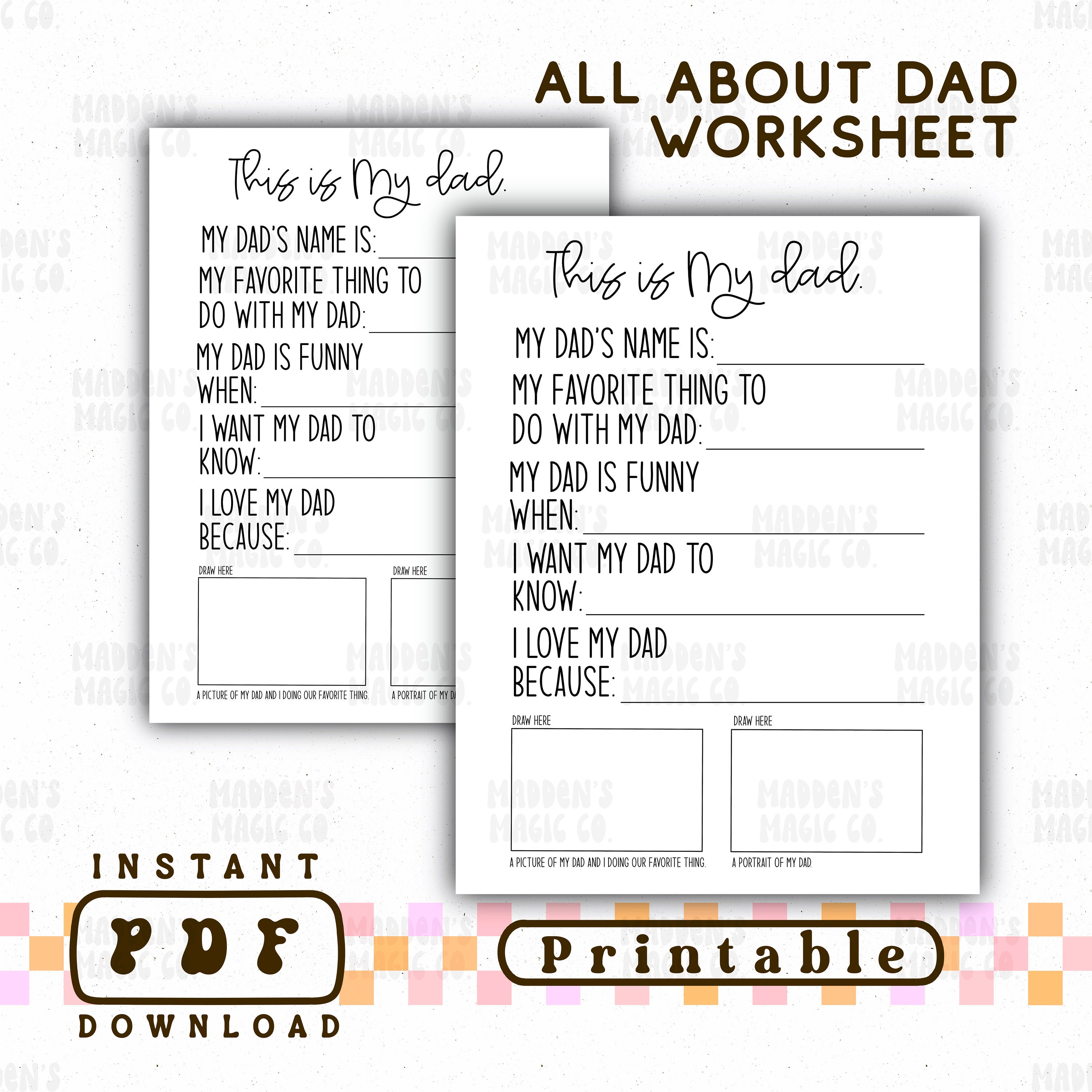 Printable Father’s Day Card | All About Dad | Kids Homeschool ...