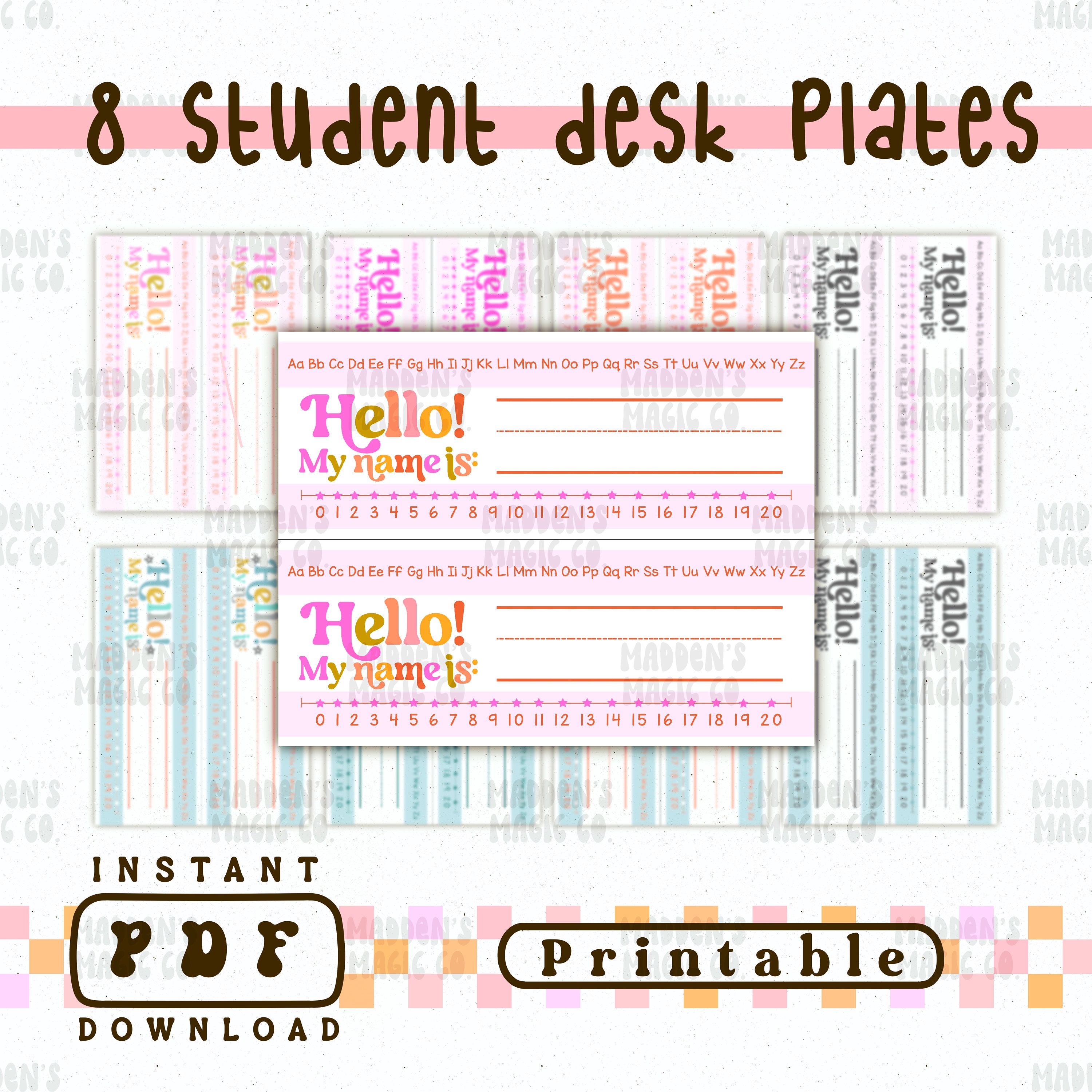 Student Desk Name Plate, Classroom Printable, Digital Download, Name