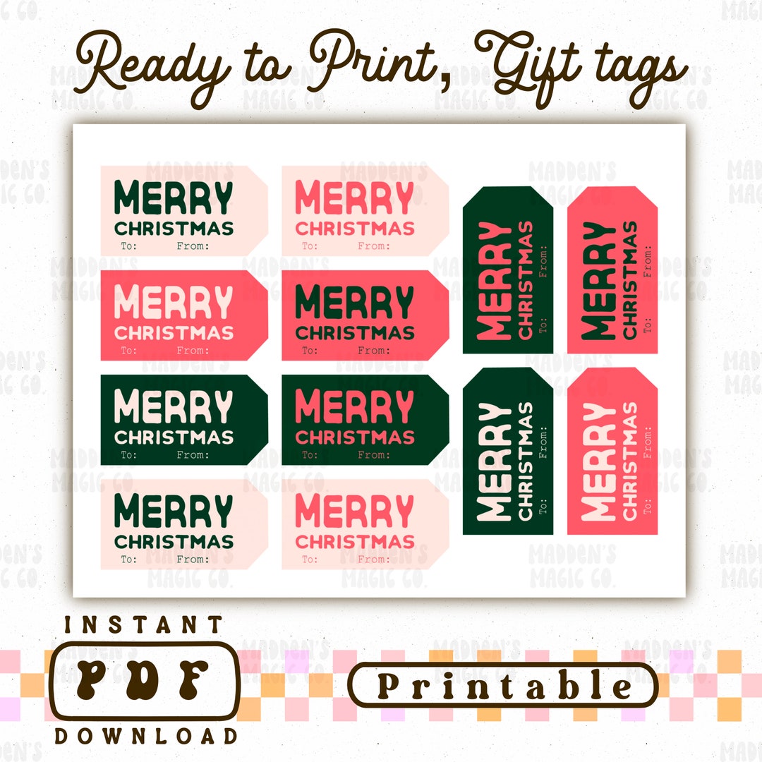 Printable Gift Tags, Digital Gift Tags, Ready to Print, Christmas Gift ...