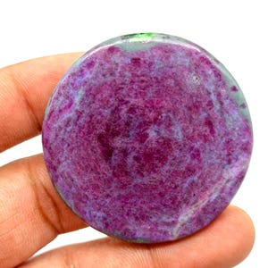 Natural Ruby Zoisite Gemstone, Big Round Shape Jewelry Making Stone, Loose Gemstone, Hand Polished Stone, Pink Gemstone, 52x52x5mm 176 CT