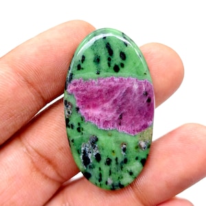Ruby Zoisite Gemstone Cabochon: Handcrafted Oval Stone, 74 CT (46x25x5mm),