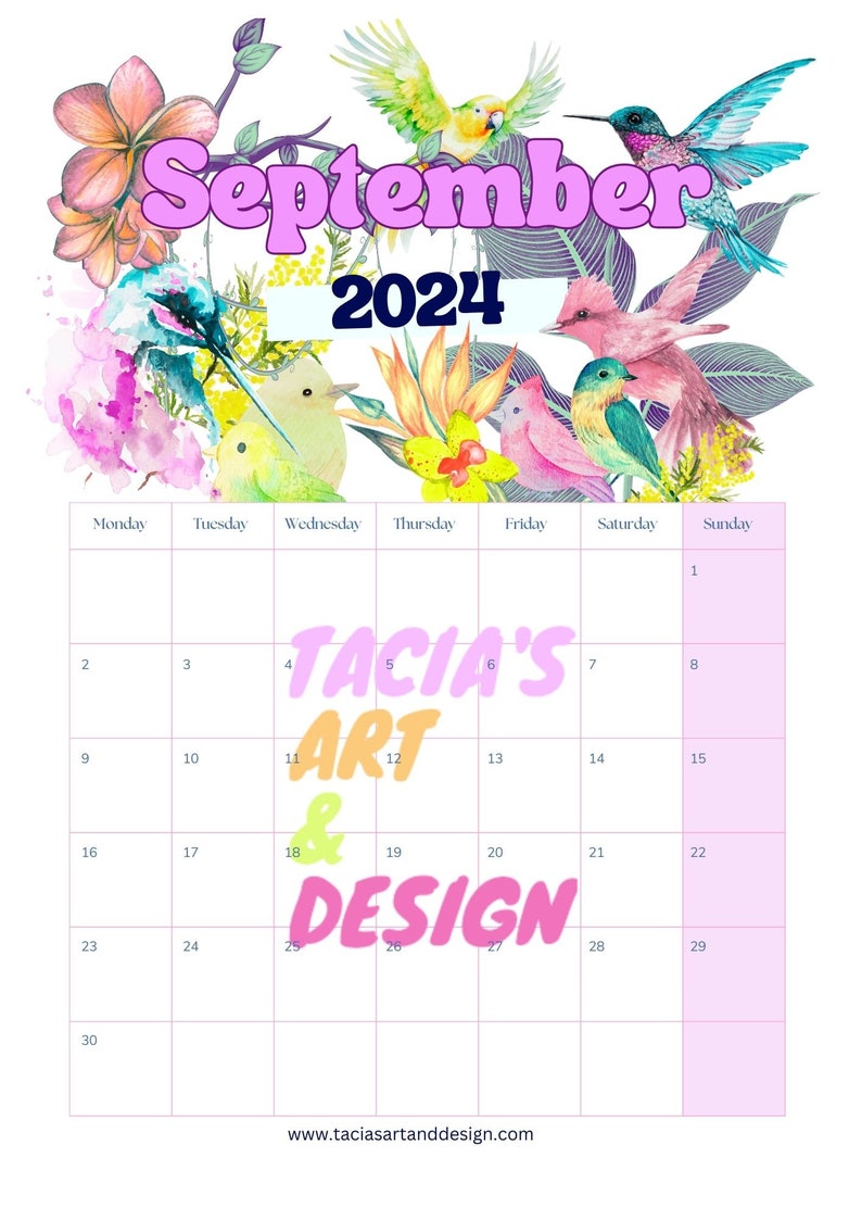 Colourful 2024 Monthly A4 Calendar Digital Printable - Etsy Australia